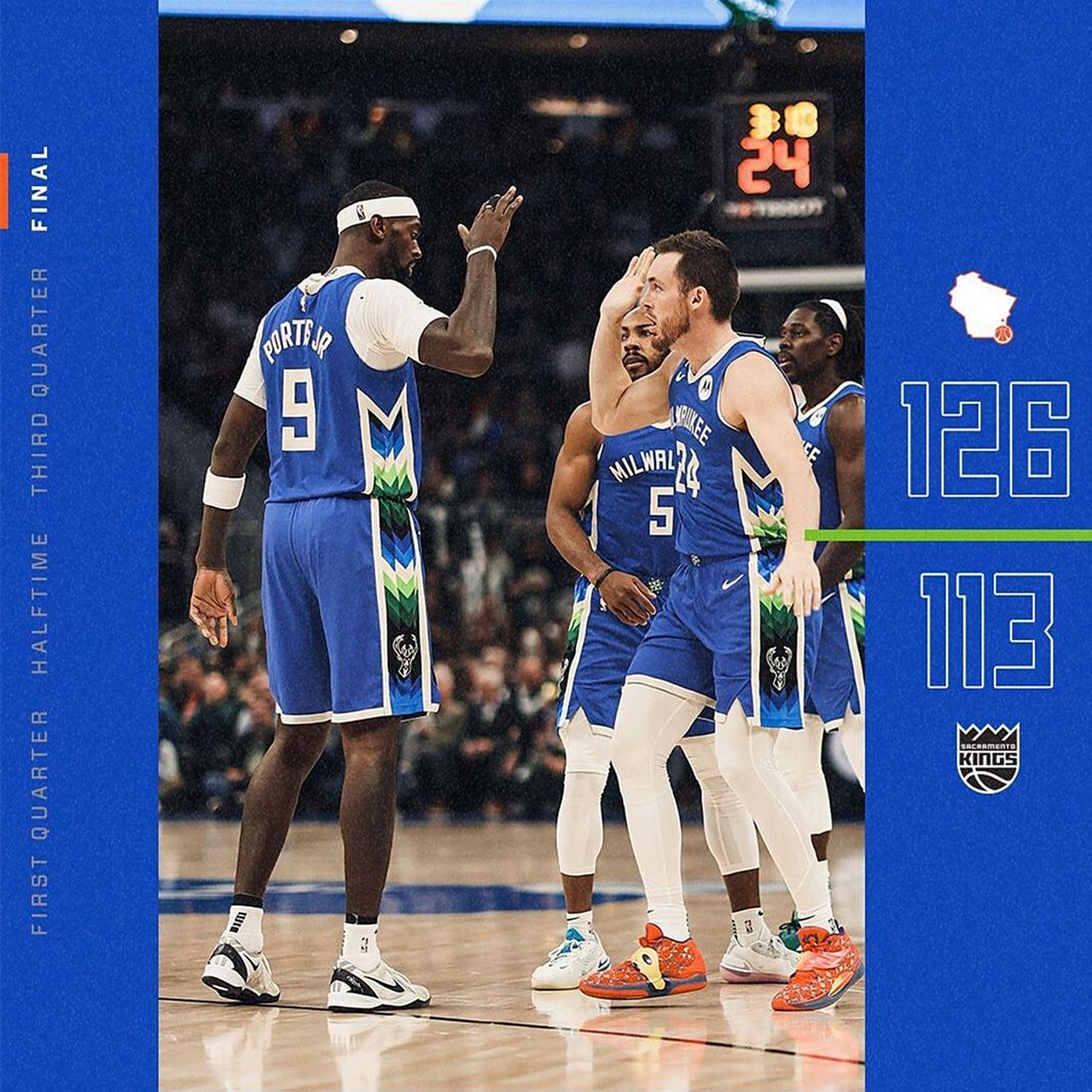 国王客场胜雄鹿，近两场全胜